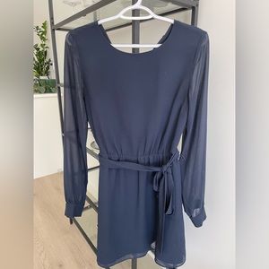 Navy Blue Chiffon Dress